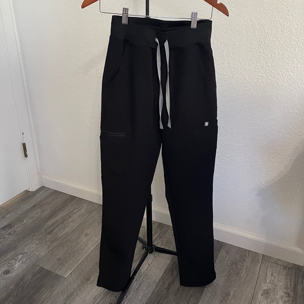 FIGS WOMEN YOLA Scrub Pants XS Black HIGH WAISTED